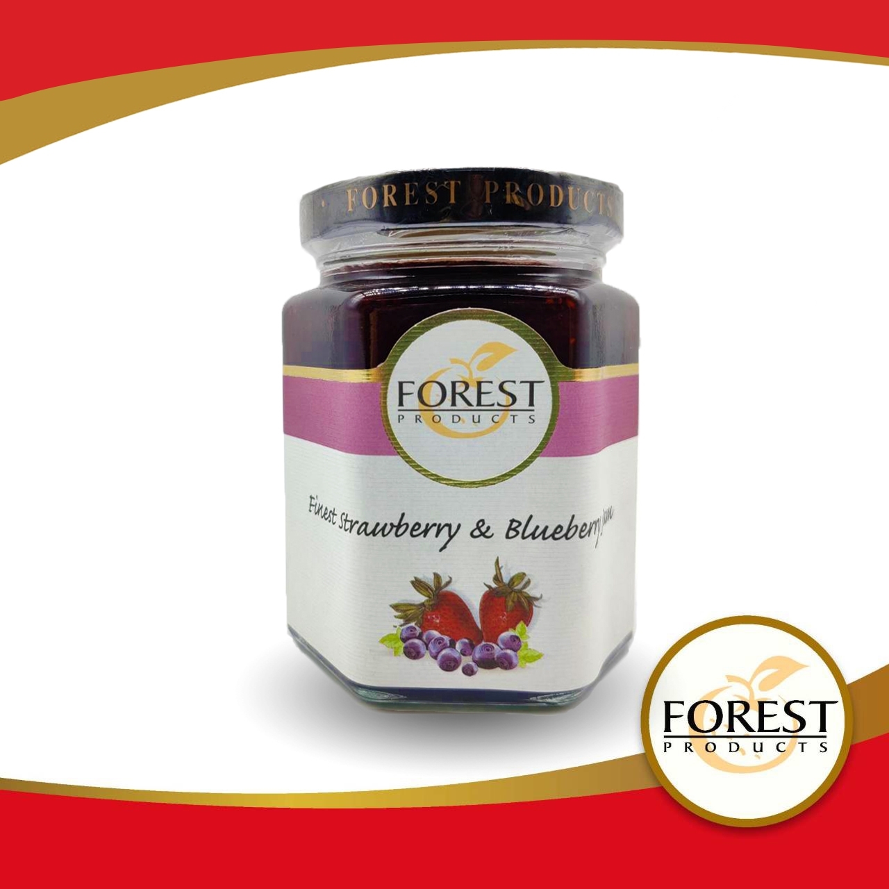 แยมสตรอเบอร์รี่และบลูเบอร์รี่ (Finest Strawberry & Blueberry Jam) ตรา Forest Products