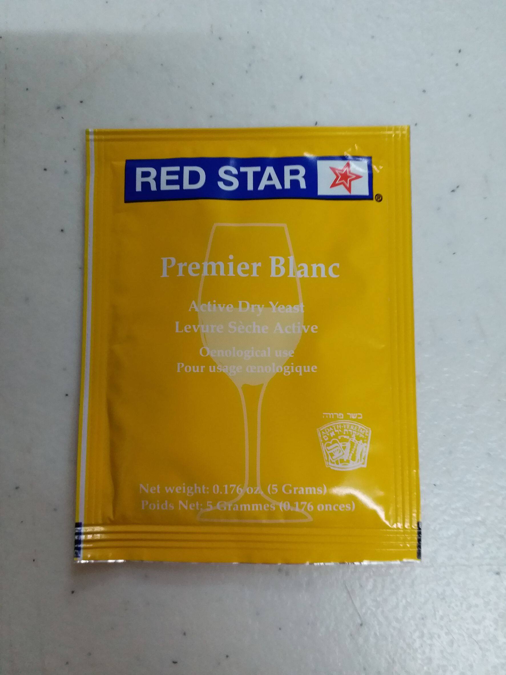 ยีสต์หมักไวน์ RED STAR Pasteur Champagne / Premeir Blanc (ชื่อใหม่) 5 gram ซองสีเหลือง เหมาะสำหรับการหมักไวน์ขาว ไวน์แดง จากผลไม้โดยเฉพาะ องุ่น