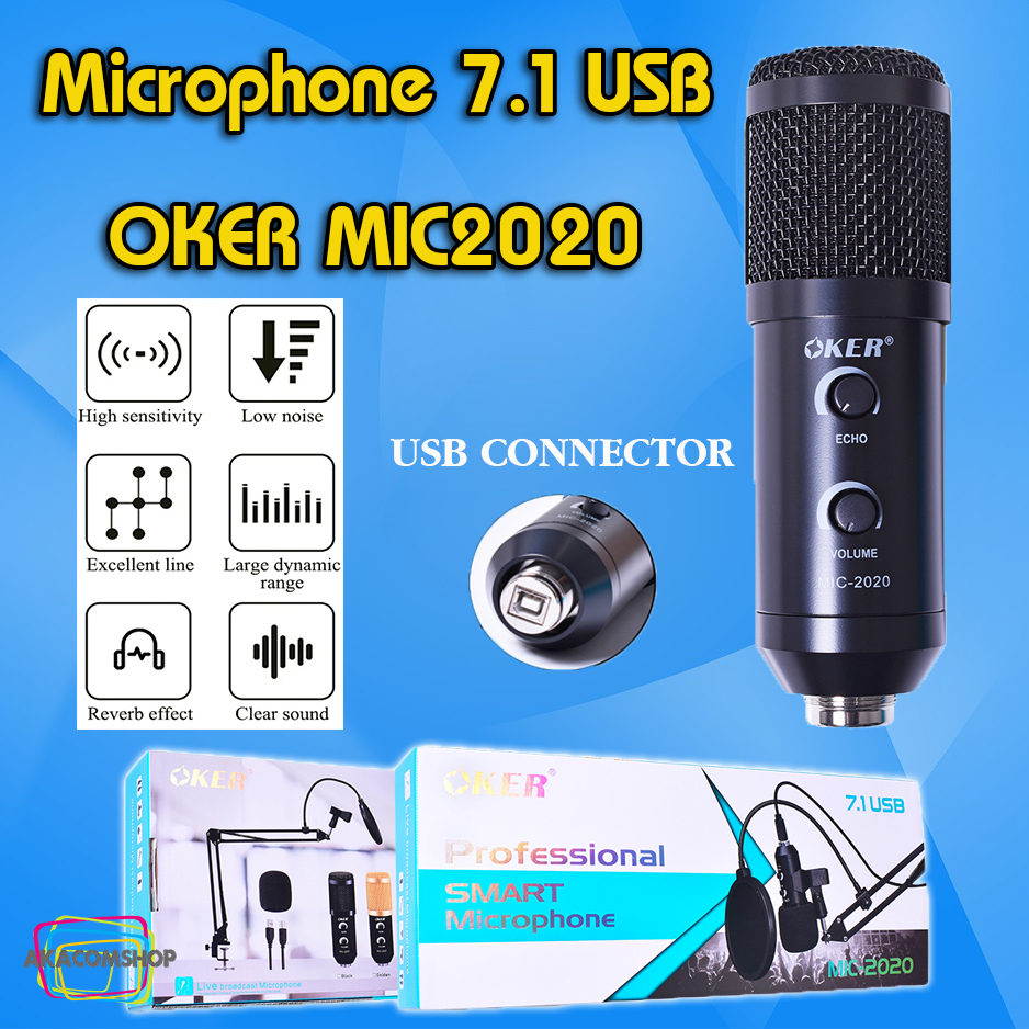 Mic Condenser ไมค์โครโฟน Usb 7.1 OKER MICROPHONE MIC-2020