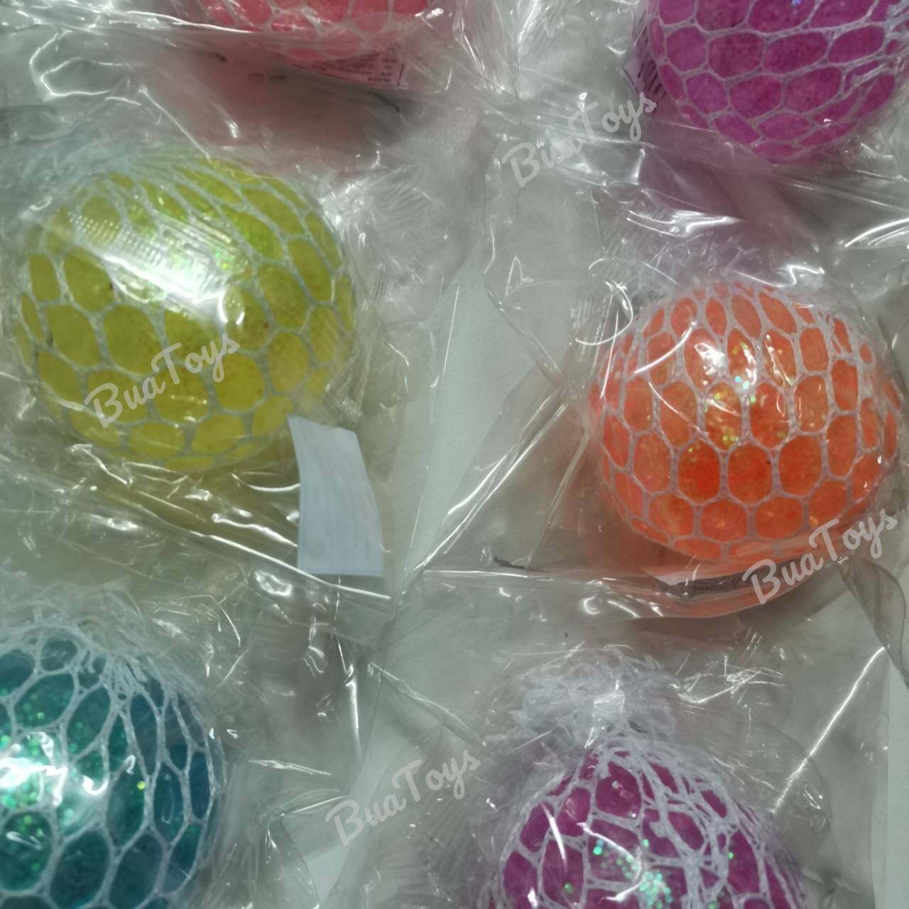 บอลบีบ 1ชิ้น / ของเล่น บอลบีบ คลายเครียด (รุ่นประกายเพชร หลากสี) บอลบีบออกกำลังมือ บอลบีบตาข่าย บอลบีบเม็ดหลากสี มีหลายสีคละ สีส่ง