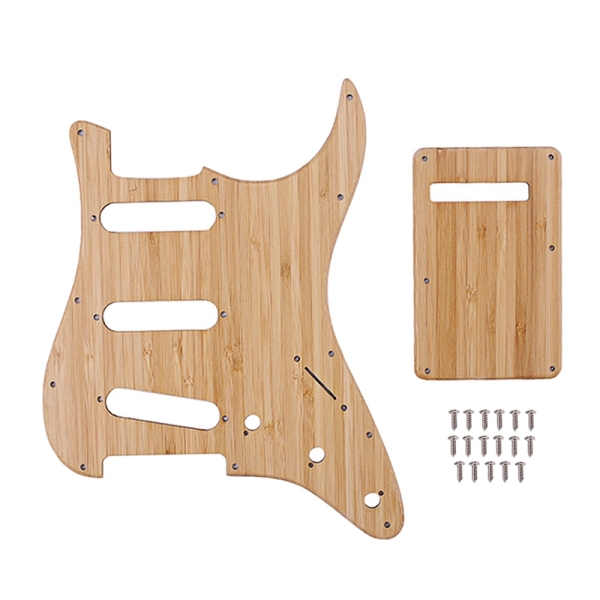 Guitar Bamboo Pickguard Premium Prewired Loaded SSS Guitar Pickguard Pickguard + Back Plate for ST Guitar