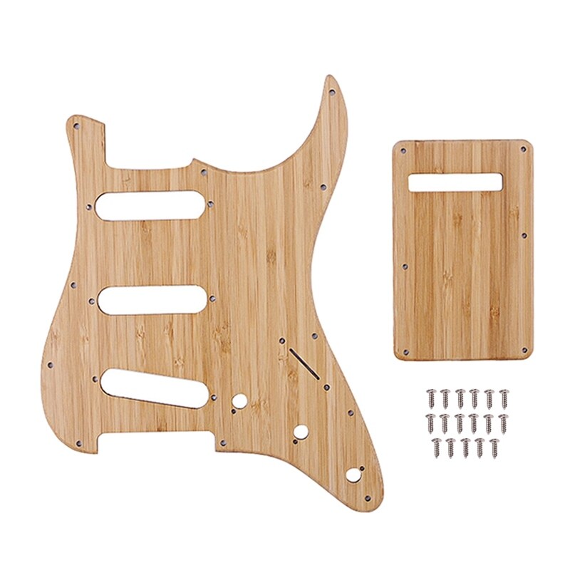 Guitar Bamboo Pickguard Premium Prewired Loaded SSS Guitar Pickguard Pickguard + Back Plate for ST Guitar