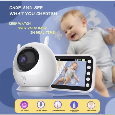 ส่งจากไทย Baby Monitor 4.3in LCD HDสีเด็กผู้เลี้ยงอิเล็กทรอนิกส์วิทยุวิดีโอการตรวจสอบอุณหภูมิ ABM100 Securityกล้อง