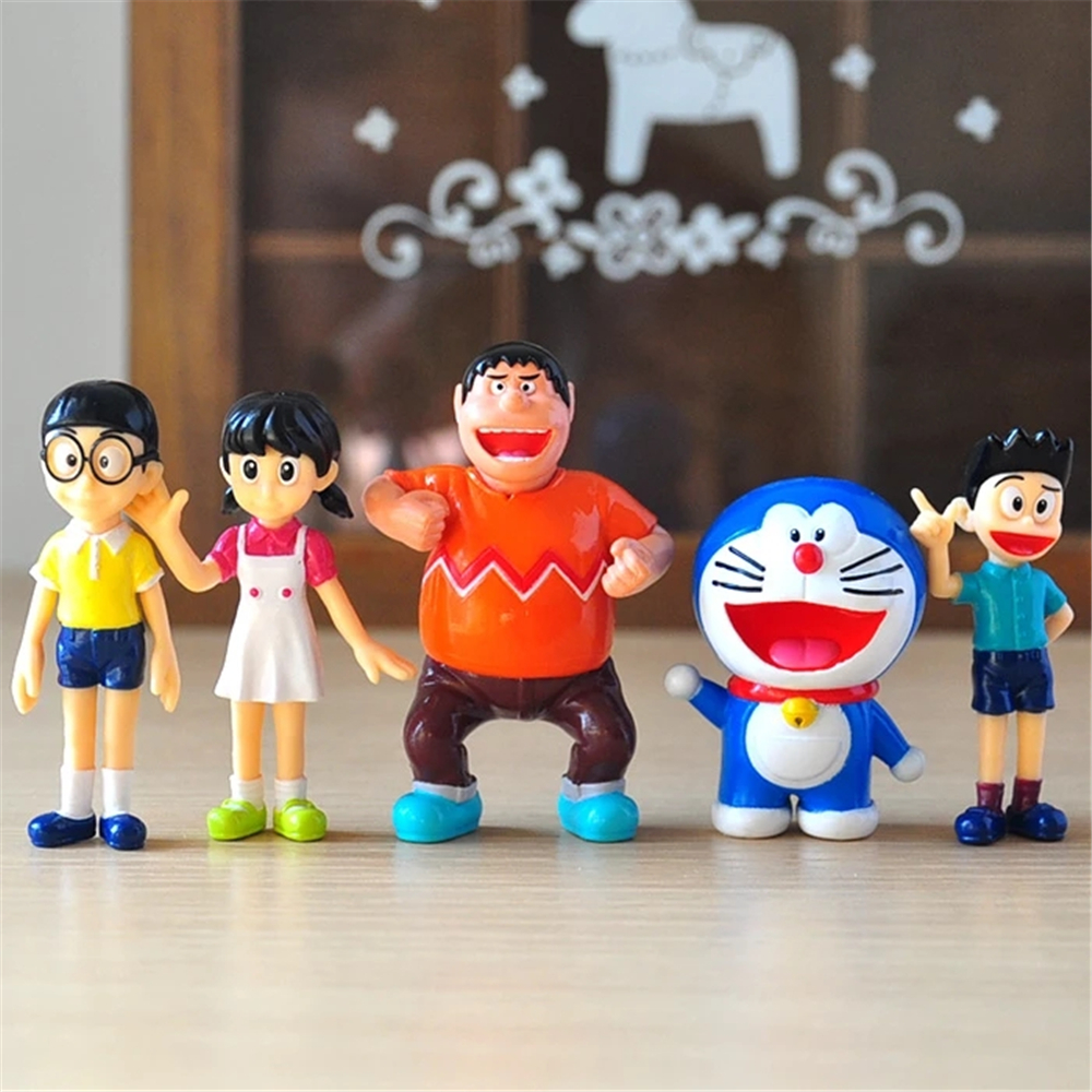 5ชิ้น/เซ็ตKawaiiตุ๊กตาของเล่นสำหรับเด็กรูปตุ๊กตาโมเดลรูปNobita Nobi Doraemon Minamoto Shizuka Action Figures