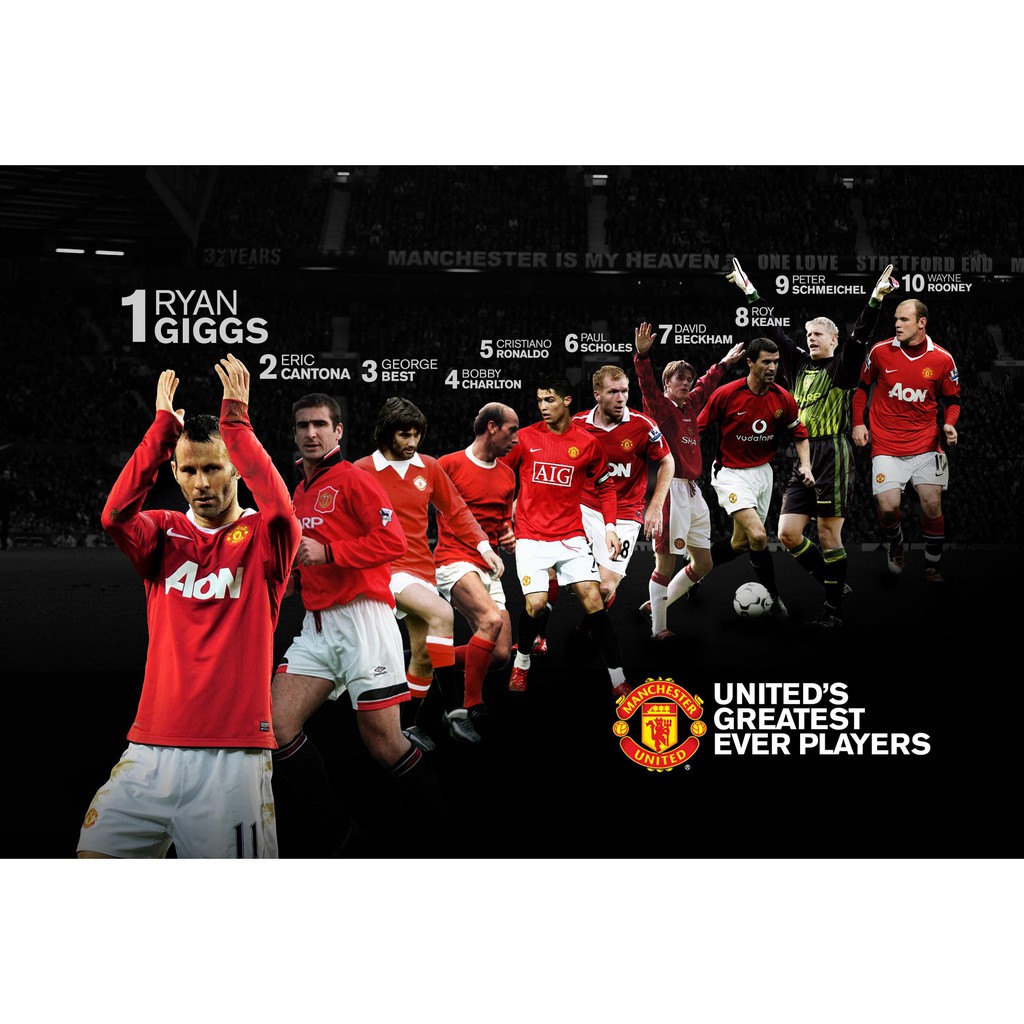 ตำนานนักเตะแมนยู Manchester United แมนเชสเตอร์ยูไนเต็ด MUFC Red Devils โปสเตอร์ Poster ตกแต่งผนัง ฟุตบอล Football Legend