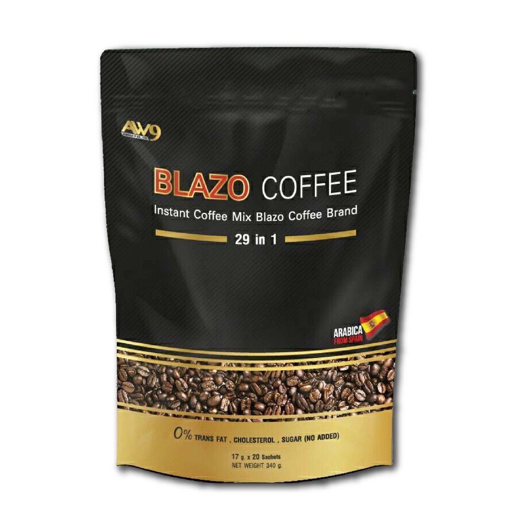 [แท้100%] BLAZO COFFEE กาแฟเบลโซ่ กาแฟเพื่อสุขภาพ 29 in 1 ไม่มีน้ำตาล ไม่มีไขมันทรานส์ ผสมลูทีน บำรุงสายตา ปวดเมื่อย