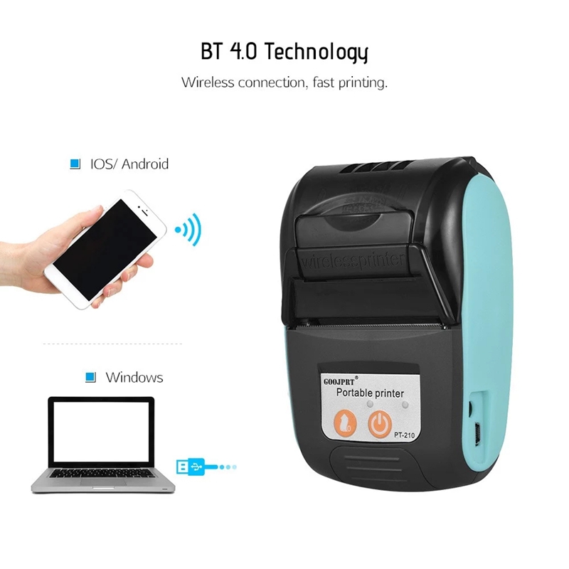GOOJPRT PT-210 Portable Thermal Printer Handheld 58mm Receipt Printer for Retail Stores Restaurants Factories Logistics