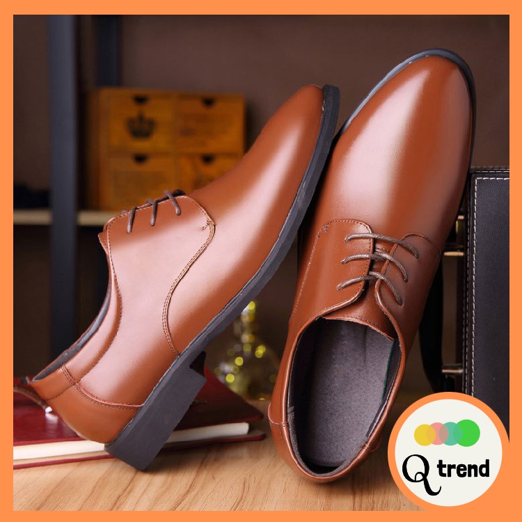 ♤▫℗  Q Trend  Derby Shoes Man รองเท้าทำงานผู้ชาย รองเท้าหนังเทียม รองเท้าสุภาพ แบบคลาสสิก P69