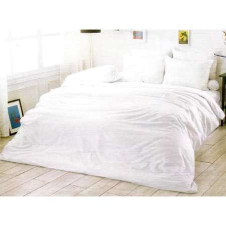 Solomon ชุดผ้าปู ผ้านวม 6 ชิ้น ขนาด 5 ฟุต สีขาวริ้ว