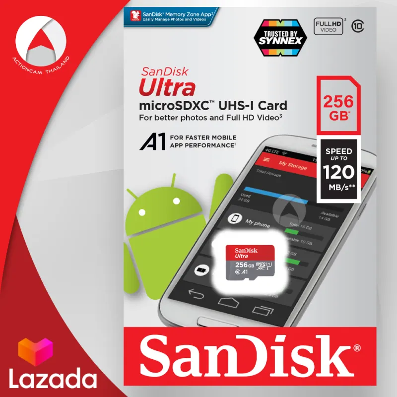ภาพสินค้าSandisk Ultra microSDXC Card Class10 A1 Speed 120MB/s 256GB (SDSQUA4-256G-GN6MN) เมมโมรี่ ไมโครเอสดีการ์ด แซนดิส โดย ซินเน็ค สำหรับ แท็บเล็ต โทรศัพท์ มือถือ ประกัน Synnex 10ปี จากร้าน Actioncam Thailand บน Lazada ภาพที่ 5