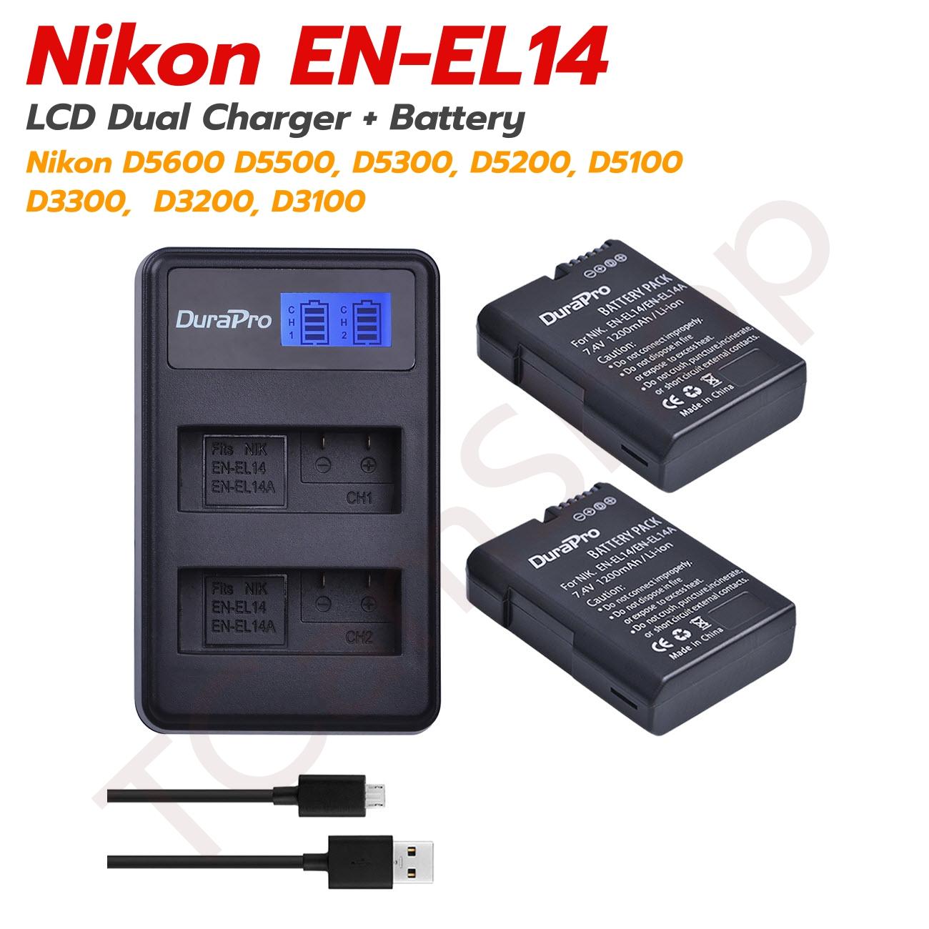 thumbnail image 2 of 2x EN-EL14 Batteries + LCD Dual Charger For Nikon D5500 D5600 D5300 D5200 D5100 2 of 4