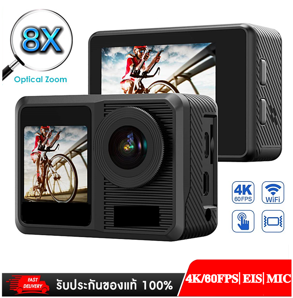 Nanotech 4Kุ60FPS 24MP 8 ZOOM Action camera Touch Screen Super Night