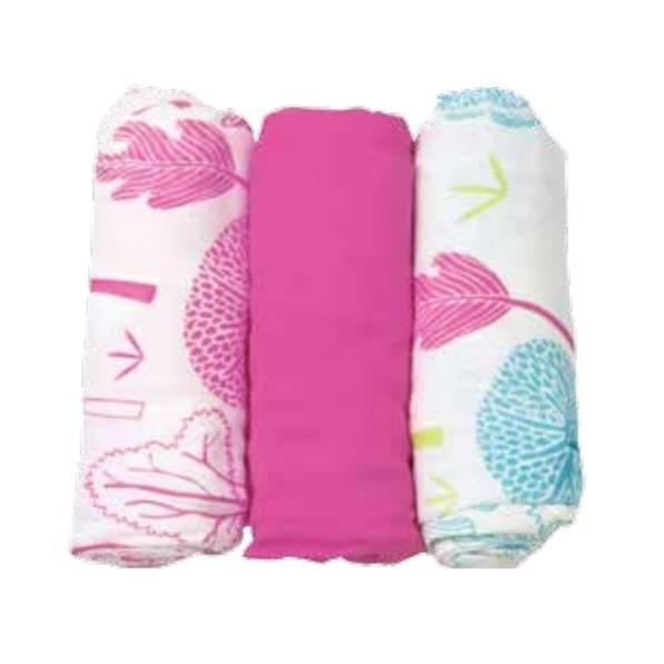 toTs - 170104 3pp extra large Bamboo swaddle wraps pink 120x120 ผ้าห่อตัวมัสลินใยไผ่ เซต 3 ผืน สีชมพู