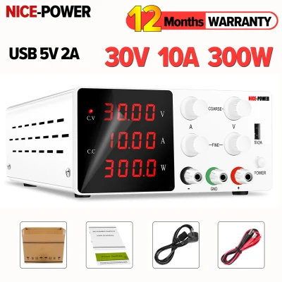 【Ready Stock】NICE-POWER adjustable 0-30V 0-10A Switching DC Power Supply 4 Digits Display LED High Precision Adjustable Plating Power Supply for computer mobile phone repair tattoo
