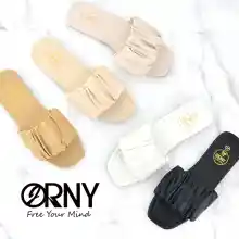 ภาพขนาดย่อของสินค้าของแท้ ORNY(ออร์นี่)  รองเท้าบาร์บี้ รองเท้าแตะนุ่มๆ หนังย่น ทรงน่ารักมาก รุ่น OY293