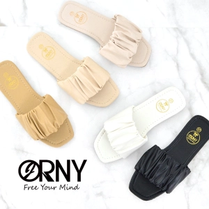 สินค้า ของแท้  ORNY(ออร์นี่) ® รองเท้าบาร์บี้ รองเท้าแตะนุ่มๆ หนังย่น ทรงน่ารักมาก รุ่น OY293