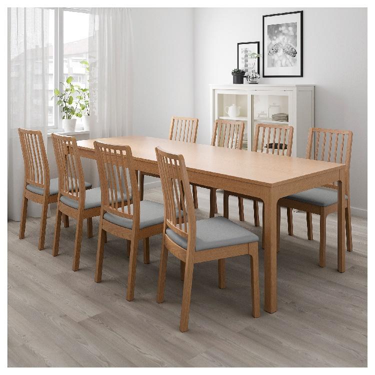 ชุดโต๊ะกินข้าว โต๊ะอาหาร  โต๊ะกินข้าว ปรับขยายได้ ขนาด 180/240x90 ซม. 6-8 ที่นั่ง