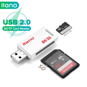 สินค้า 【จัดส่งในพื้นที่】llano USB 2.0 เครื่องอ่านการ์ดแบบมัลติฟังก์ชั่น 2 ใน 1 รองรับ SD / Micro SD TF ช่องเสียบการ์ดคู่ Flash Memory Card Reader