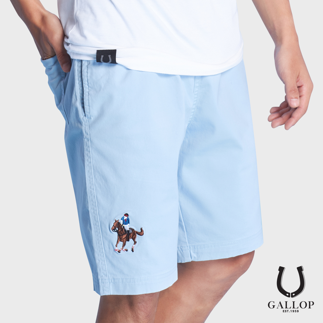 GALLOP : CASUAL SHORTS กางเกงขาสั้นเอวยางยืด สีฟ้า รุ่น GSP9000