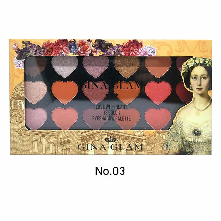 GINA GLAM LOVE WITH HEART 18 COLOR EYESHADOW PALETTE 1 ชิ้น
