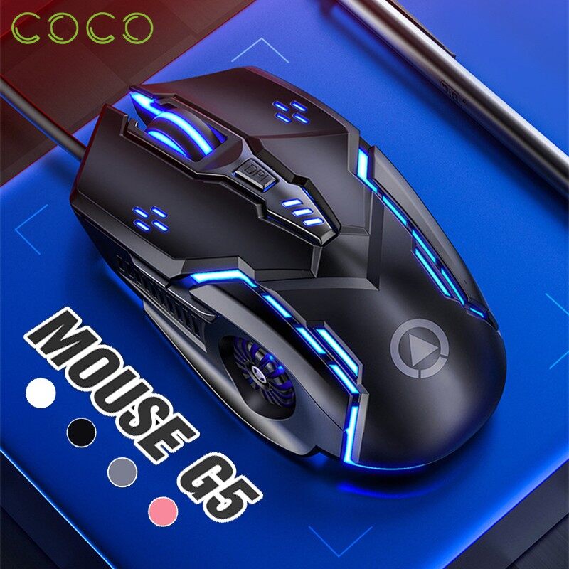 เมาส์ COCO G5 พร้อม คีย์บอร์ด เมาส์เกมมิ่ง เม้าส์แบบมีสาย  Mouse Wired Mouse 6D 4Speed DPI RGB Gaming Mouse - COCO-PHONE