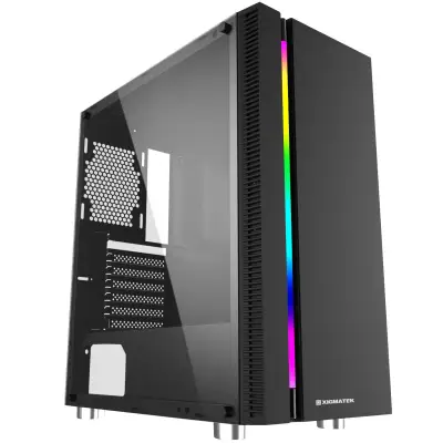 XIGMATEK APOLLO Mid-Tower Case with Rainbow LED Front Panel, Left Tempered Glass and 3 Red LED Fans + Xigmatek Apache Plus