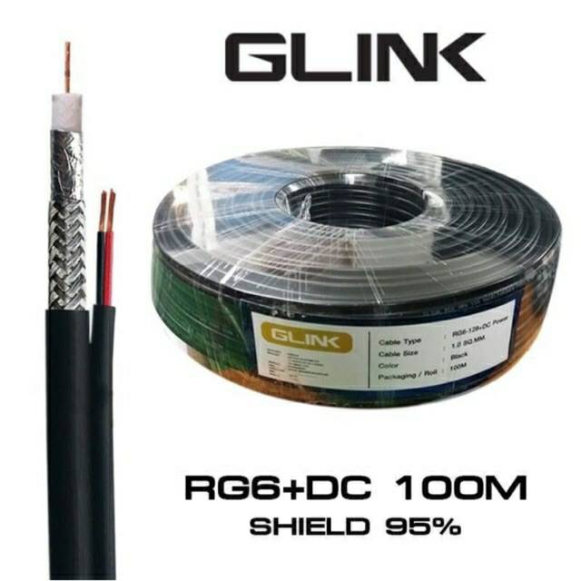 สายกล้องวงจรปิดRG6+ไฟเลี้ยงยาว100เมตร ดำ GLink