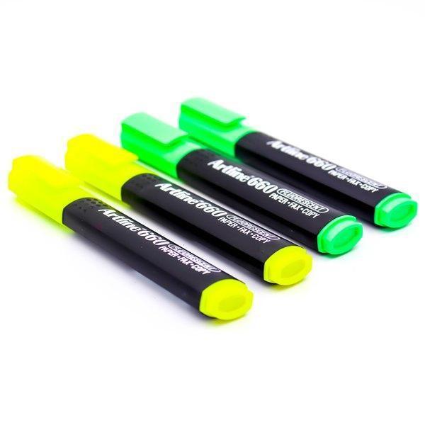 Electro48 ปากกาเน้นข้อความ อาร์ทไลน์ ชุด 4 ด้าม  (สีเหลือง, เขียว) สีสดใส ถนอนมสายตา