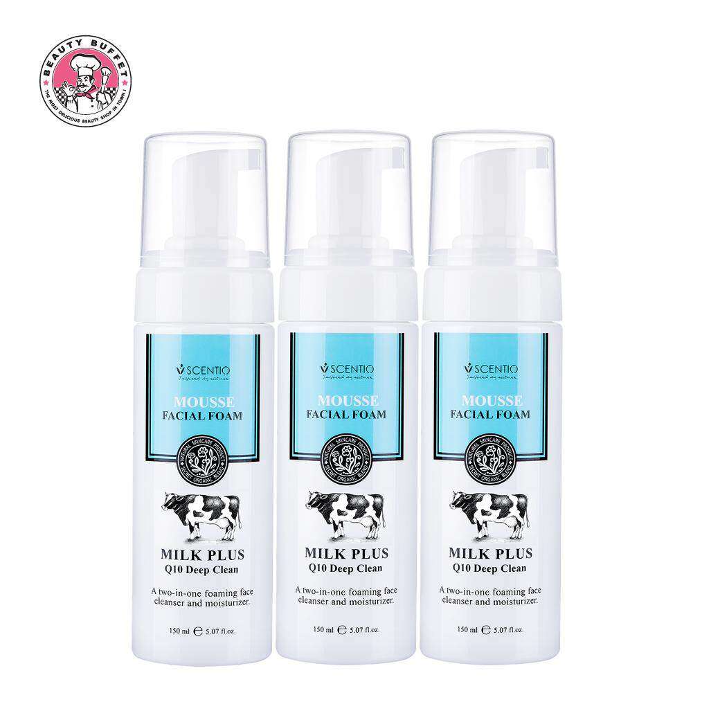 Mousse Nettoyante Scentio Milk Plus – Blanchissante Au Q10 Et Vita | 3 Tubes | Pour Un Visage Frais Et éclatant