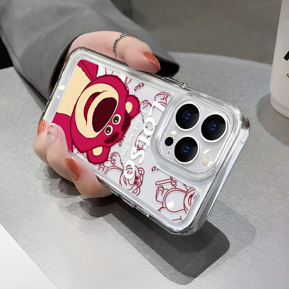 For IPhone 14 Pro Max IPhone Case TPU Soft Case Shockproof Protection Camera Pink Bear Compatible for 13 Pro Max 12