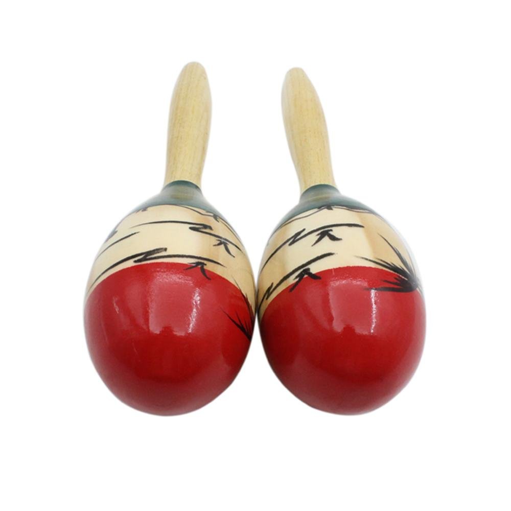 Pair of Wooden Large Maracas Rumba Shakers Rattles Sand Hammer Percussion Instrument Musical Toy for Kid Children Party Games Orchestral