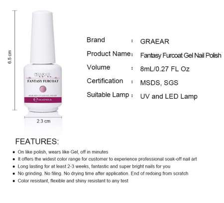 สีทาเล็บเจล GRAEAR  สีแฟนตาซีเฟอร์โค๊ด Fantasy Fur Coat Colors Series Nail Gel Polish   ขนาด 8 ml.