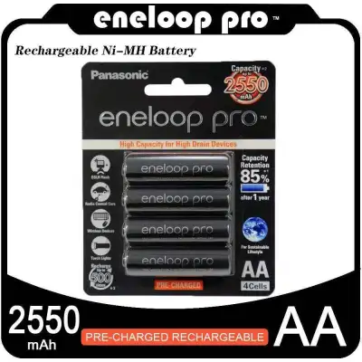 eneloop Pro 2550 mAh Rechargeable Battery AA x 4 - Black ถ่านชาร์จ เอเนลูป โปร 2550 มิลลิแอมป์ AAx4 ก้อน รุ่น BK-3HCCE/4BT