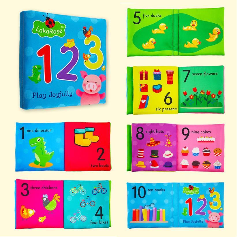 Smart Kiddy Shop หนังสือผ้า 123 หนังสือผ้า 1-10 หนังสือเสริมพัฒนาการ ภาษาอังกฤษ หนังสือสำหรับเด็กเล็ก สอนตัวเลข นับเลข