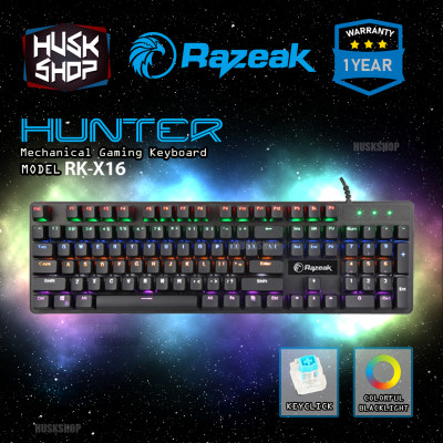 คีบอร์ดเกมมิ่ง Razeak RK-X16 Mechanical Keyboard ไฟ 9 โหมด (Blue Switch) ประกัน 1 ปี คีบอร์ดเกมมิ่ง Razeak RK-X16 Mechanical Keyboard ไฟ 9 โหมด (Blue Switch) ประกัน 1 ปี