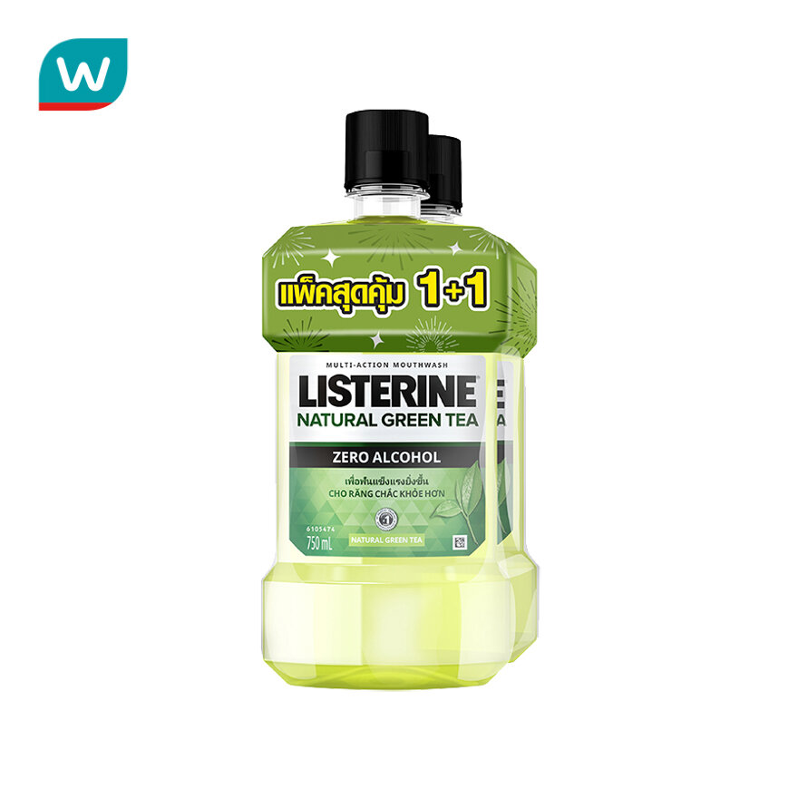 Listerine ลิสเตอรีน น้ำยาบ้วนปาก เนเชอรัล กรีนที ซีโร่ 750 มล.แพ็คคู่
