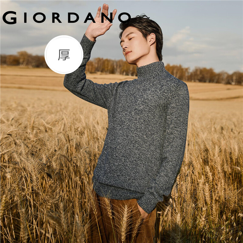 GIORDANO Men Sweaters Chunky 7-Stitch Knitting Solid Color Warm ...