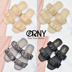 สินค้า [No.OY980] ของแท้ 💯 ORNY(ออร์นี่) ® รองเท้าบาร์บี้ สวม2ตอน น่ารักมาก สีเอิร์ธโทน - รองเท้าแตะผู้หญิง รองเท้าหนังย่น