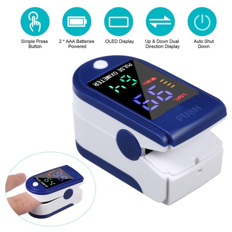 เครื่องวัดออกซิเจนในเลือด วัดออกซิเจน ปลายนิ้ว Fingertip Pulse Oximeter อุปกรณ์ตรวจวัดชีพจร เครื่องวัดออกซิเจนในเลือด Heart Rate Monitor Medical Blood Oxygen