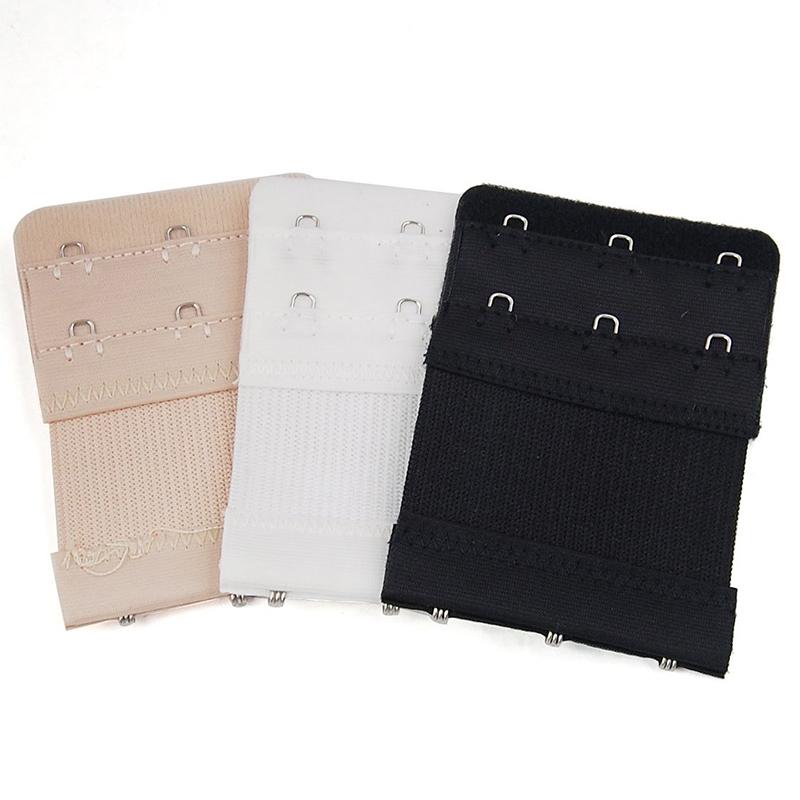 Women Bra 2 Row 3 Hook Extender Extension Elastic Back Clip Strap Replacement