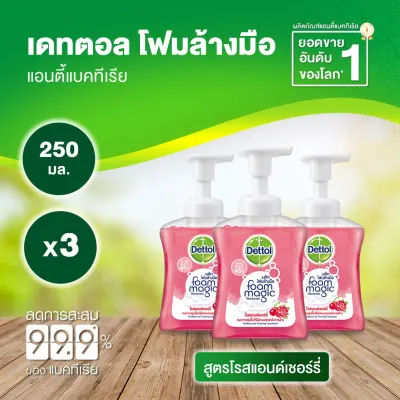 Dettol Foaming Hand Wash Rose and Cherry 250ml. Pump x3