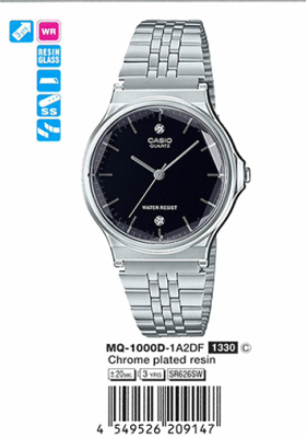 Casio แท้  รุ่น MQ-1000D-1ADF,  MQ-1000D-1A2DF นาฬิกาผู้หญิง