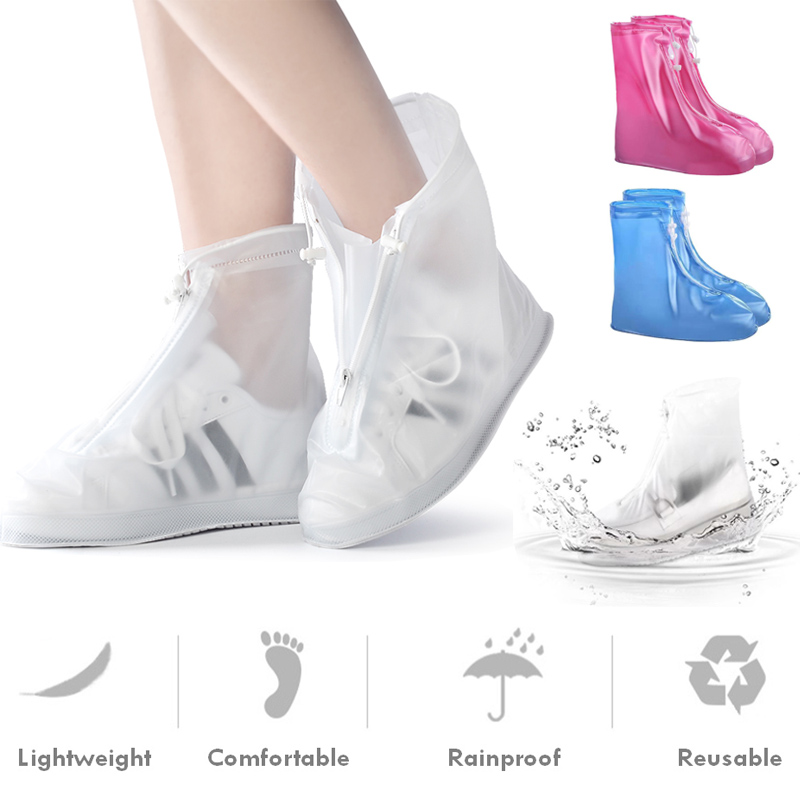 รองเท้ากันฝน ถุงคลุมรองเท้ากันน้ำ พีวีซีทนทาน พื้นยางกันลื่น ใส่เดินสบาย  Waterproof shoes Cover