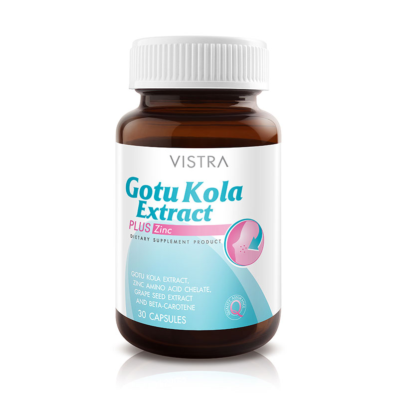((ส่งจากร้านยา))((ถูกสุดๆๆ))VISTRA Gotu Kola Extract plus Zinc - วิสทร้า โกตู โคลา เอ็กแทรค พลัส (30 Tablets)