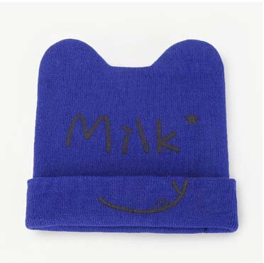 หมวกเด็กไหมหพรม ลาย Milk  สีวัสดุ น้ำเงินอายุขั้นต่ำที่แนะนำ 0-12 monthsขนาดของเสื้อผ้าเด็ก 0-12 monthsอายุสูงสุดที่แนะนำถึง 0-12 months