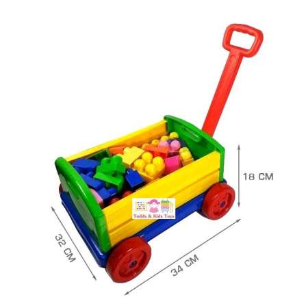 Todds  Kids Toys ของเล่นเสริมพัฒนาการ บล็อกตัวต่อจัมโบ้ 30 ชิ้น พร้อมรถลาก