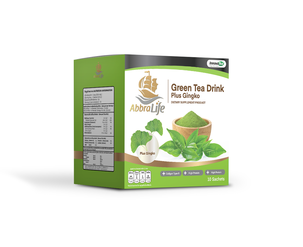 Abbra Life จิงโกะ กรีนที ดริ๊งค์ ผลิตภัณฑ์เสริมอาหาร Ginkgo Green tea