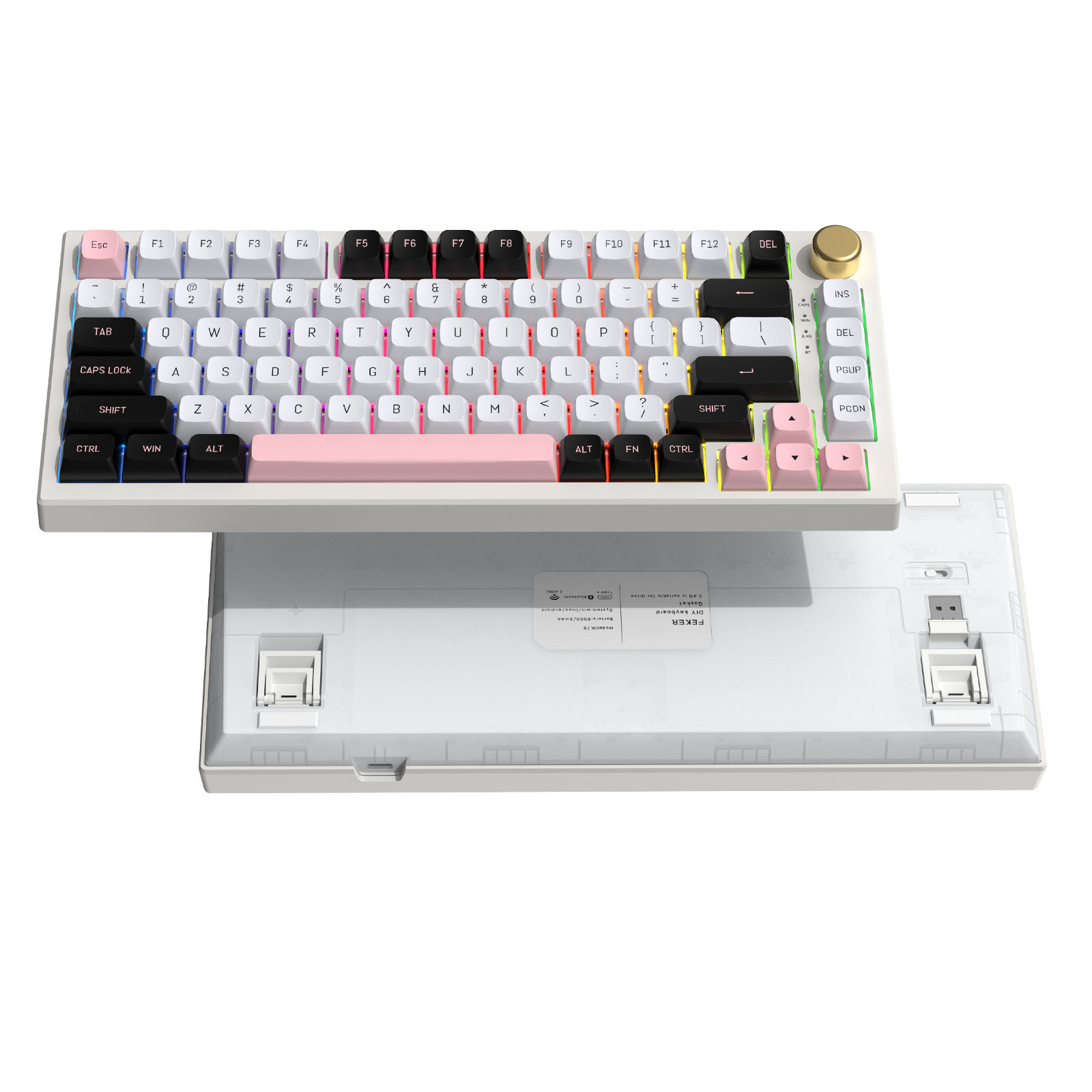 KeysLand FEKER IK75 Ultra Pro RGB คีย์บอร์ดเกมโลหะลูกบิดปะเก็นไร้สาย ...