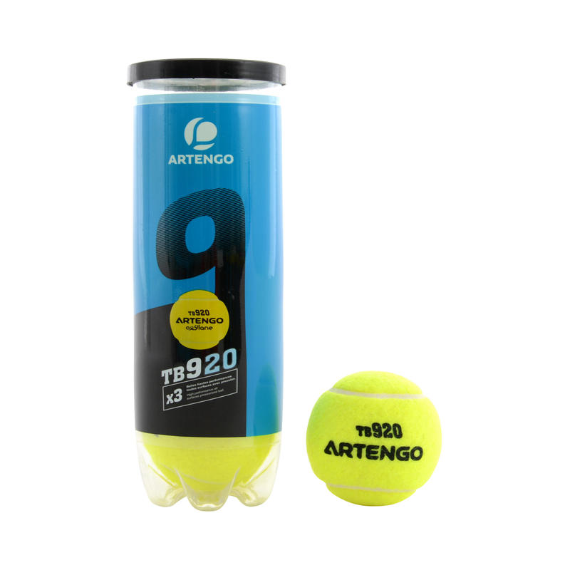 ลูกเทนนิส ลูกเทนนิสคุณภาพดี ลูกเทนนิส ?  Tennis Ball  ARTENGO ลูกเทนนิสมีแรงอัดสำหรับการแข่งขันรุ่น TB 920 แพ็ค 3 ลูก