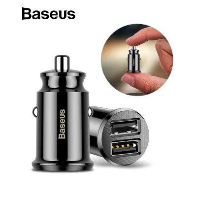 ▬ Baseus Mini USB charger in car Dual USB Car Charger htc2 3.1A (100 original) mobile Charger in car charger Plaid Plaid car accessories